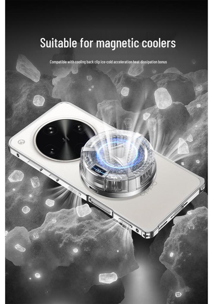 Compatible with OPPO Find X8 Ultra, This Metal Frame Sea Urchin Buckle Heat Dissipation Case Features a Button Contrasting Color Protective Cover.