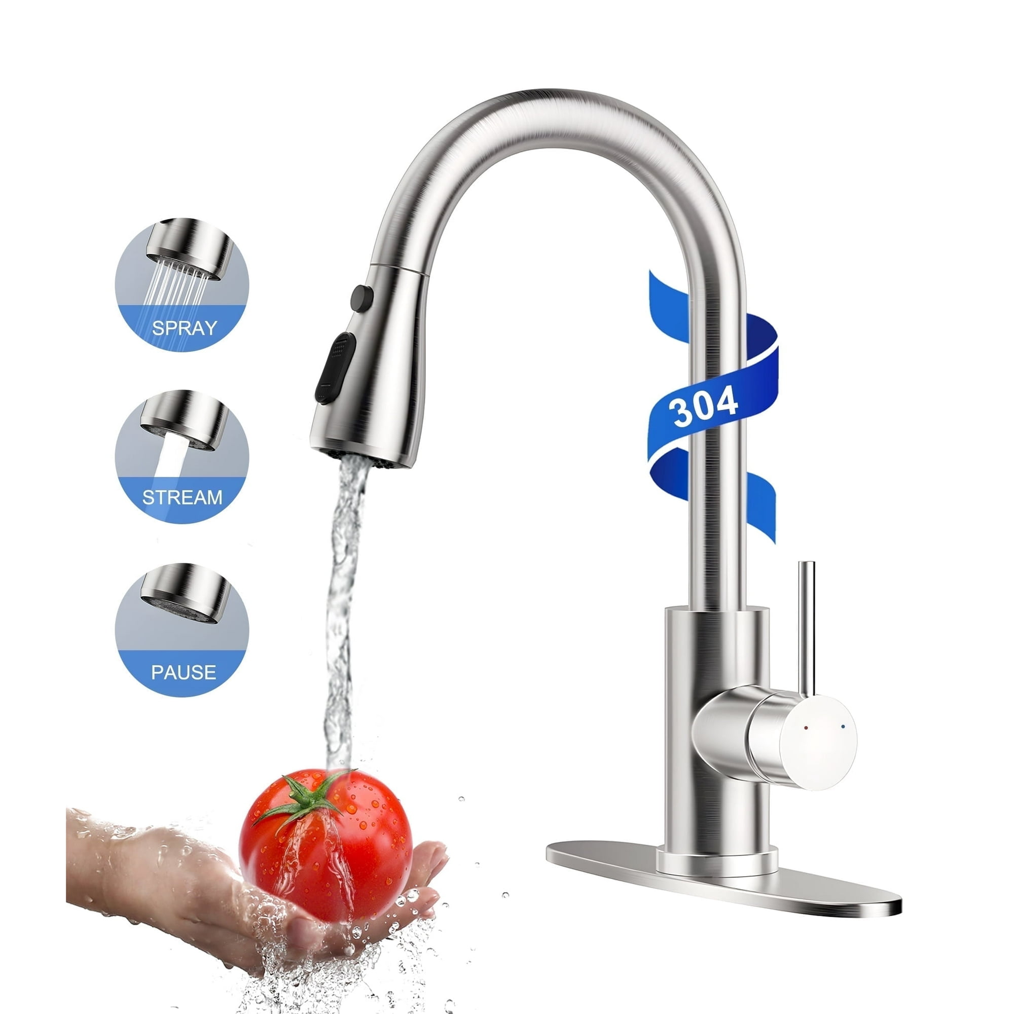 Stainless Steel Kitchen Faucet with Pull Out Sprayer