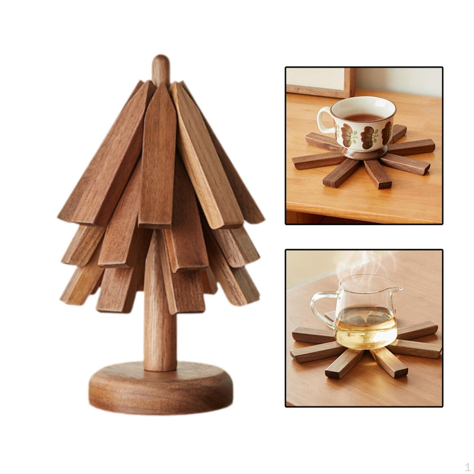 

Экологичные деревянные подставки для стола, набор для кастрюль и столовых приборов 3pcs black walnut