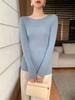 2025 Women's 100% Wool Seamless Slim Fit One-Shoulder Fine Knit Sweater, Machine Washable, 18 Gauge Yangzi Yarn