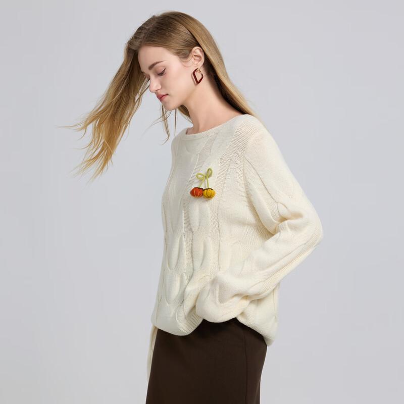 She-Picture Playful Pumpkin Cable Knit Sweater