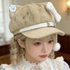Fashion 2000s Cats Ear Beret Hat Soft Cotton Octagonal Hat for Women Girl Daily Outfit Anime Theme Headwear for Winter Wear