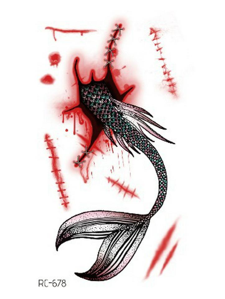 Waterproof Halloween Temporary Tattoos: Bloody Wound Scar Horror Stickers