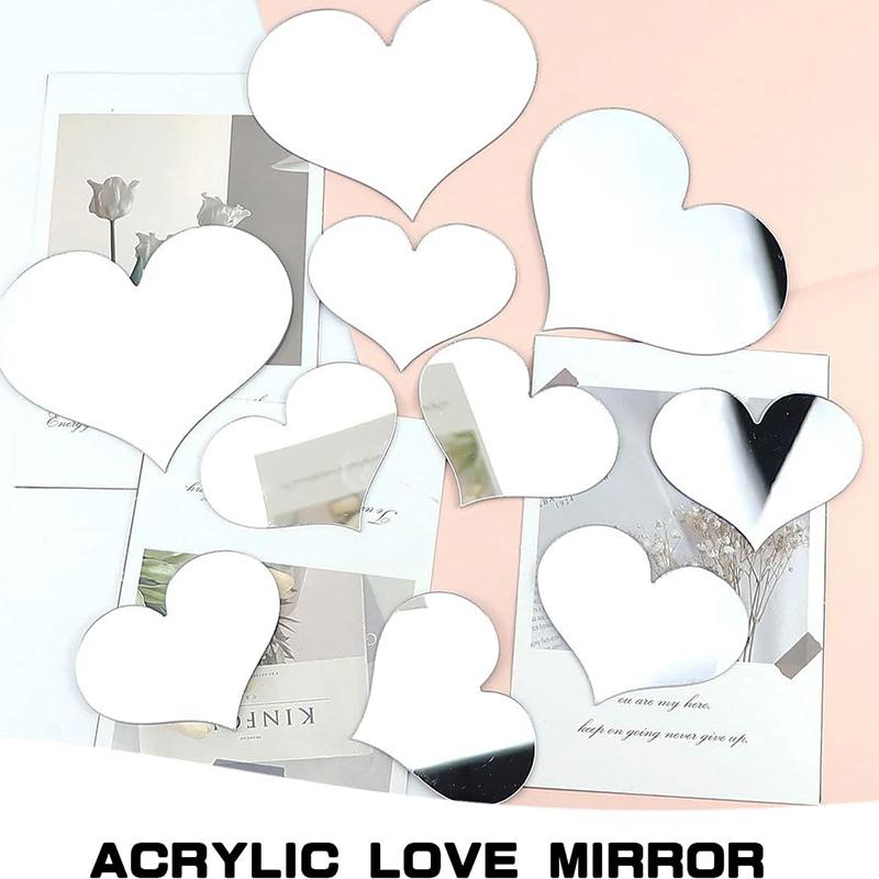 10PCS Mural Decal 3D Mirror Wall Sticker Love Heart Removable Stickers Livingroom Decoration Wall