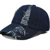 Blue Washed Denim Hats Sunscreen Hat Sunshade Cap Trendy Holed Baseball Cap  Streetwear