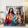 Sacred Heart Jesus Mary Blanket  Printed Blanket for Living Room Bed Couch Lunch Break Soft Cozy Blanket for Friend's Festival Gift