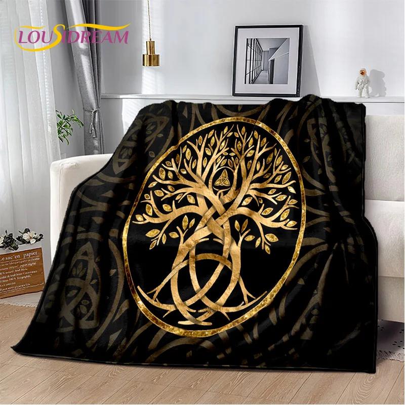 Nordic Mythology Yggdrasil Nature Tree of Life Blanket,Flannel Soft Throw Blanket for Home Bedroom Bed Sofa Picnic Office Kids