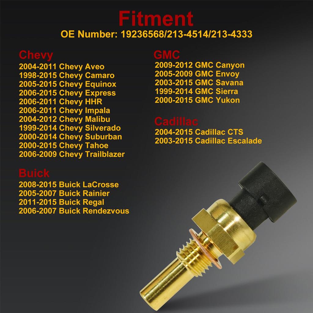19236568 213-4514 213-4333 Engine Coolant Temperature Sensor for Chevrolet 04-12 Malibu 00-15 Tahoe 06-11 Impala 99-14 Silverado, GMC 99-14 Sierra