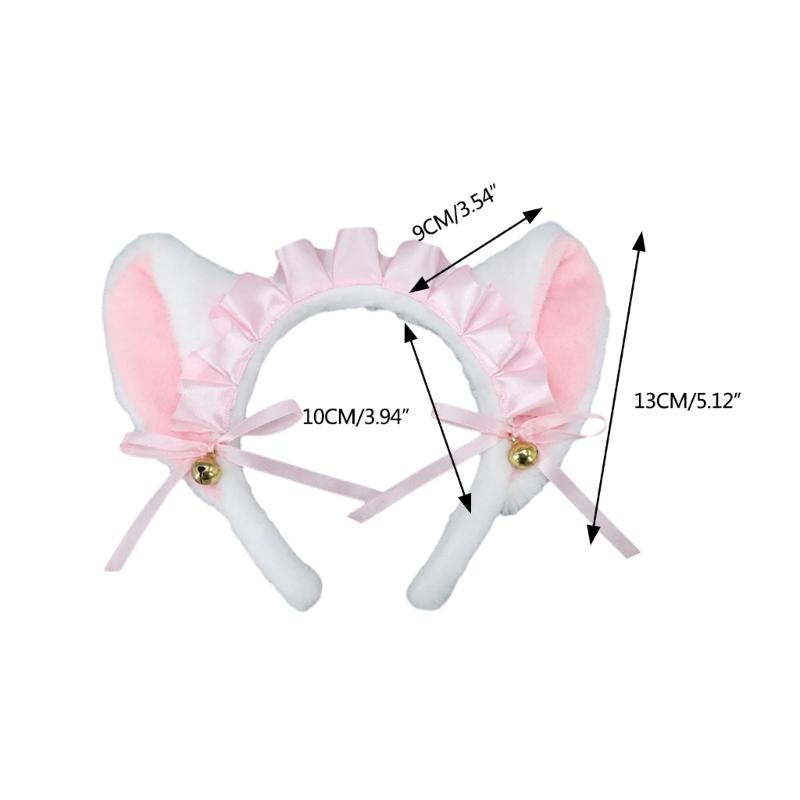 Damen Katzenohr Spitzenkopfschmuck mit Schleife Liebliches Spitzen-Katzenohr-Stirnband Cosplay Engelskopfschmuck Foto-Requisiten