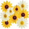 9 Pcs Paper Flowers,Paper Fans Party Decorations Sunflower Daisy Floral Backdrop Flower Party Decorations for Wedding, Home, Garden Decoration(Yellow