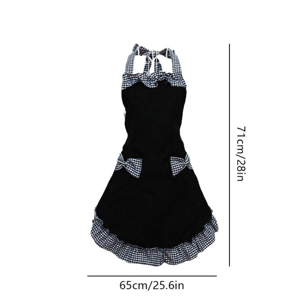 Ruffle Trim Kitchen Apron Bow Detail Halter Neck Apron Vintage Baking Apron  Home Use