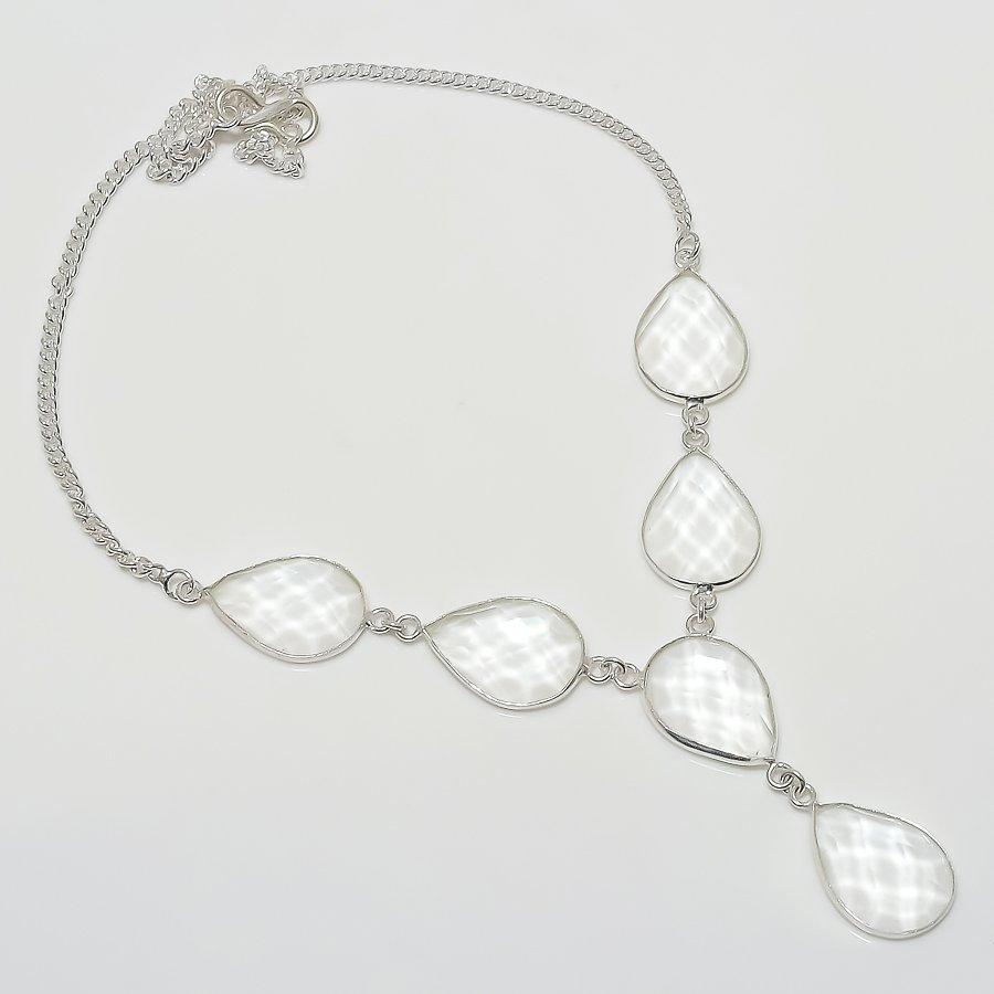 

Ювелирное ожерелье из стерлингового серебра 925 пробы с натуральным белым топазом 18 дюймов s2I08