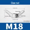M4-M24 304 Stainless Steel Large Ear Ram's Horn Disc Butterfly Nut