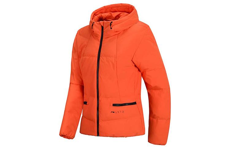 Пуховики Li Ning Женские Оранжево-красные С капюшоном Умеренные Другие AYMP038-3 XL