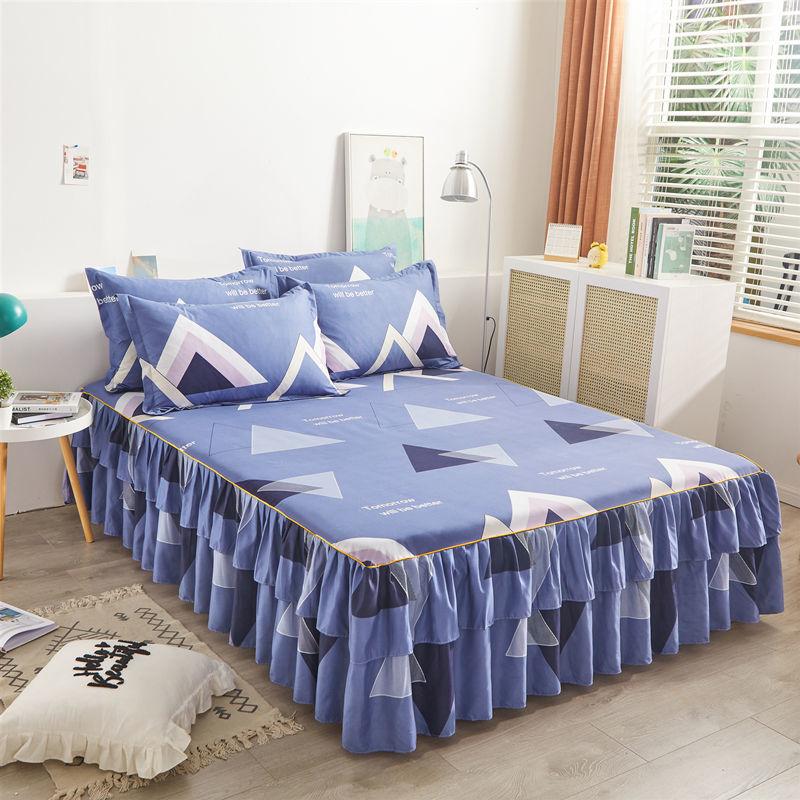 Mode Weiche Schleif Bettdecke Anti-überspringen Hochzeit Bett Rock Königin König Größe Kein Pilling Ausgestattet Blatt Abdeckung Doppel schicht Bett Abdeckung