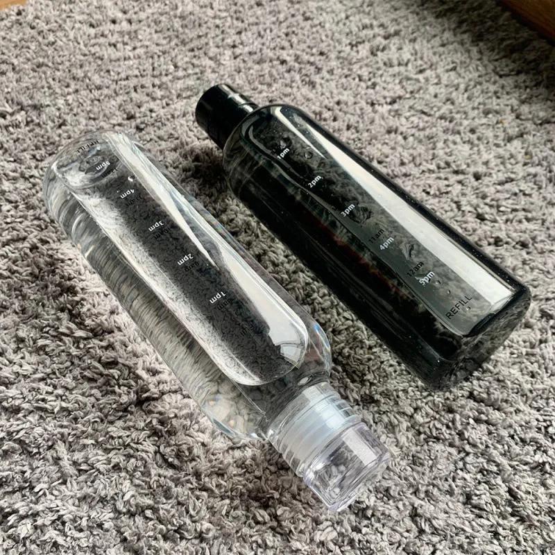 Ins 750/500ML Large Capacity Water Bottle with Time Marker Cover for Water Drinks Transparent Juice Simple Cup Birthday Gift