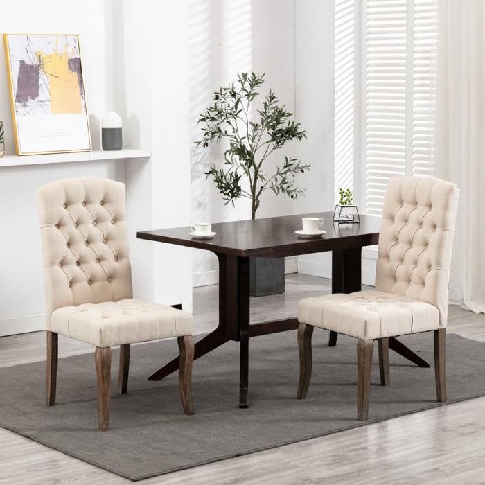 VidaXL 2x Chaises de Salle à Manger Chaises à Dîner Sièges de Cuisine Repas Meubles de Cuisine Salon Maison Intérieur Beige 287949