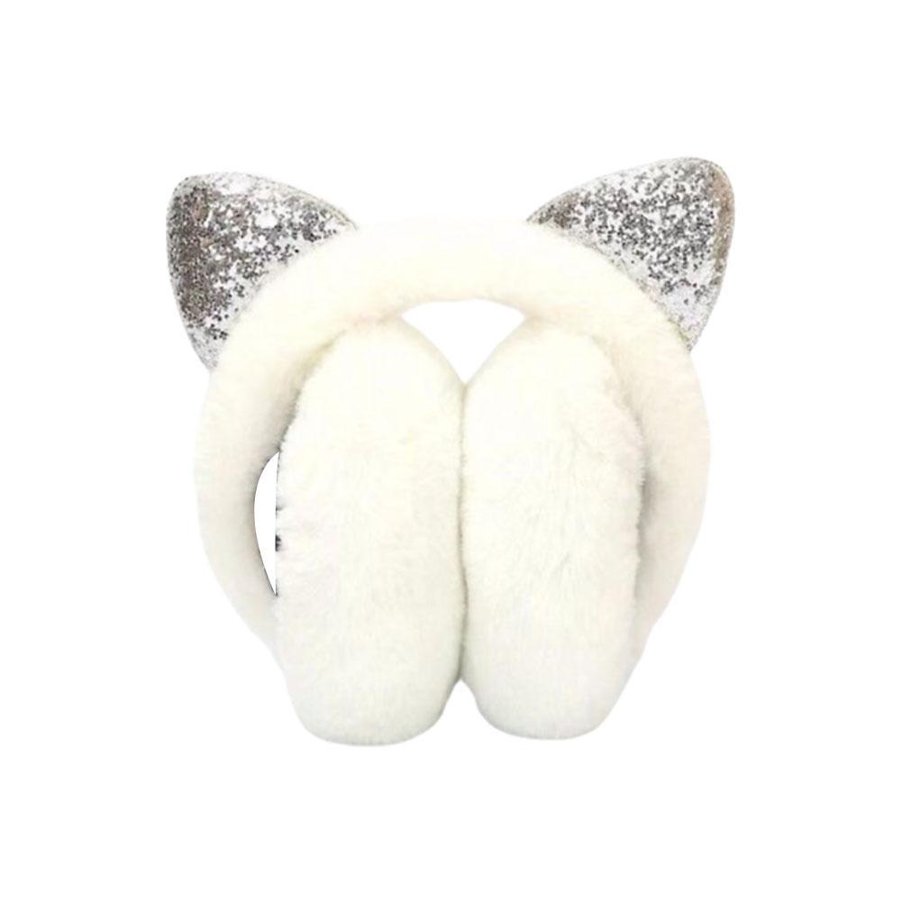 Winter Warm Plush Earmuffs Earflaps, for Women Children Riding Ski Ear Protection Cartoon Cat's Ears Fur Soft Cashmere Earflaps