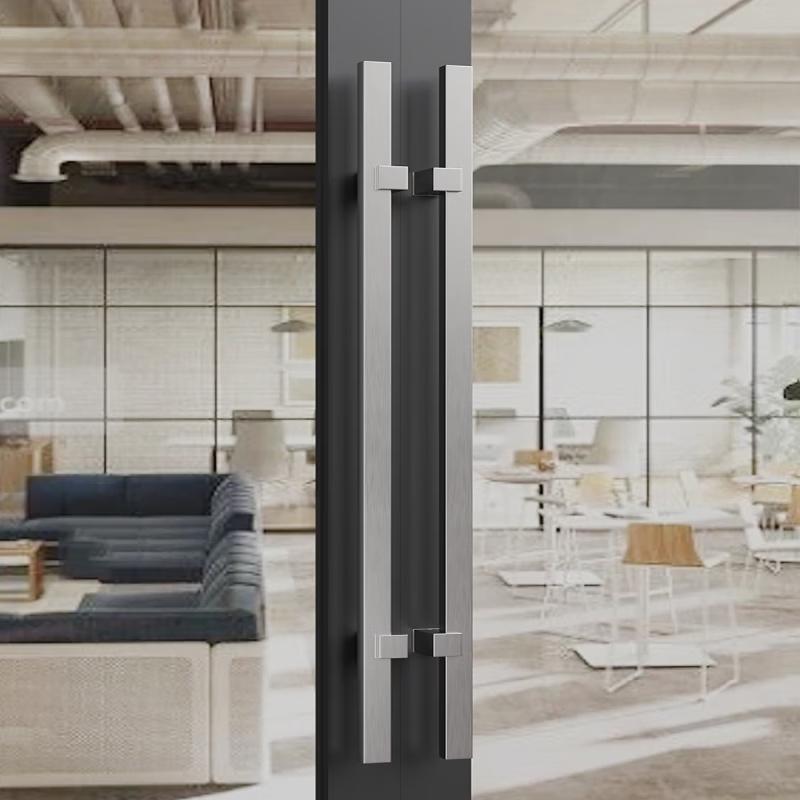 Modern Brushed Silver Square Base Door Handle