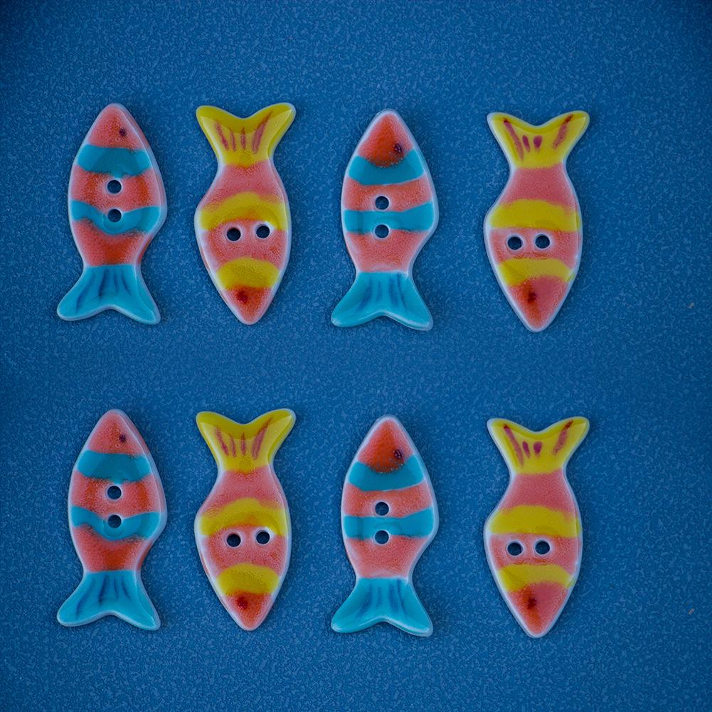 Colorful Ceramic Fish Buttons for DIY Clothing Accessories