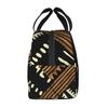 Afrocentric African Series Pattern Print Lunch Tote Bag Insulated Leakproof Lunch Box Container with Front Pocket for Girls Boys