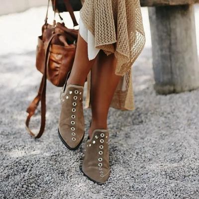 Fashion Women's Autumn New European and American Pointed Toe Rivet Personalized Short Boots Size36-43