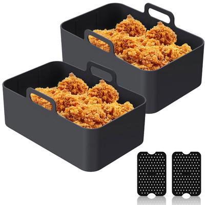 Air Fryer Silicone Tray Rectangle Oven Baking Tray Basket Reusable Liner Insert Dish For Ninja Foodi Fryer Pan Accessories