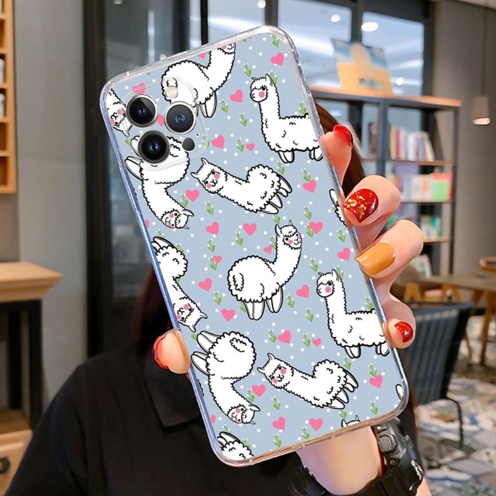 Cartoon Lama Phone Case For iPhone 15 14 11 12 13 Mini Pro XS Max Cover 6 7 8 Plus X XR SE 2020 Funda Shell