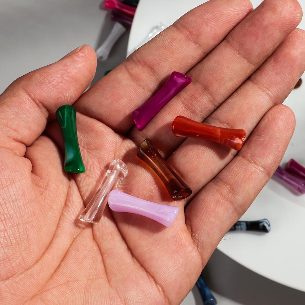 20pcs/bag Mixed Color Acrylic Thin 7x26mm Bamboo Curved Tube Loose Beads for DIY Bracelet Necklace Jewelry Craft Accessories