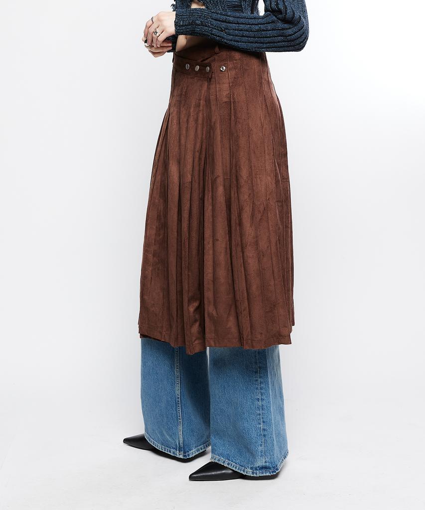 Latizen L7 Pleated Wrap Skirt(Brown)