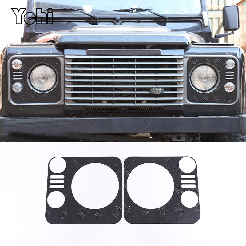 

Aluminum Alloy Car Headlight Decorative Panel Cover For Land Rover Defender 90 110 2004-2019 Car Exterior Accessories чёрный