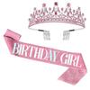 1Set Birthday Girl Satin Sash Rhinestone Crystal Tiara Crown for Women Girls  Birthday Party Decorations A Sense of Atmosphere
