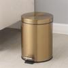 Christmas Decor 3 Liter Mini Champagne Round Metal Step Trash Can Wastebasket Garbage Container Bin for Kitchen Bathroom Home
