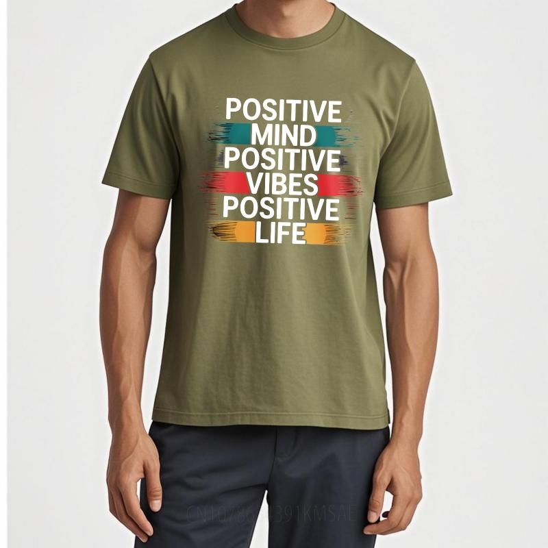 Anime For Unisex Summer Tshirt Positive Mind Positive Vibes Positive Life Short Sleeve Rock Crew Neck For Her Top Tees