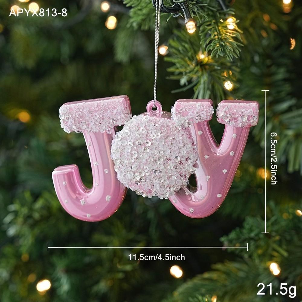 Glitter Accent Plastic Hanging Pendant Plastic Holiday Tree Decoration Christmas Tree Decor