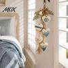 Handmade Farmhouse Wall Art Hanging Heart Decor with 5 Layer Wooden Hearts, Vintage Boho Wood Rustic Trinket Shelf for Living Room Bedroom, Decoration