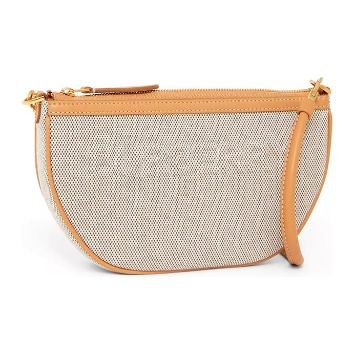 Burberry Olympia Messenger Bag Half-moon Style Embossed Logo Fabric and Leather Combination Handheld and Shoulder Bag Women's Brown