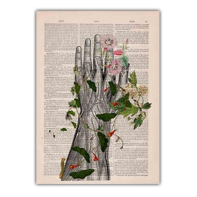 New Retro Art Abstract Canvas Painting Human Organs Poster Science and Education Wall Painting Classroom Corridor Decorative Mural No Frame