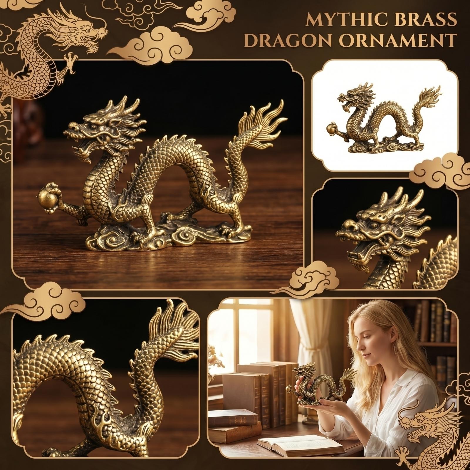 

English: Brass Chinese Dragon Figurine Home Decor Craft Ornament one size коричневый