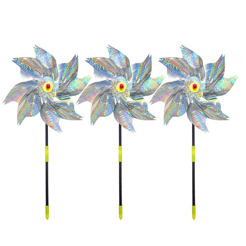 1/2/3Pcs Reflective Bird Repellent Pinwheels 9.6 Inches In Diameter Silver Dot High Reflective Effect Suitable for Yard Balcony