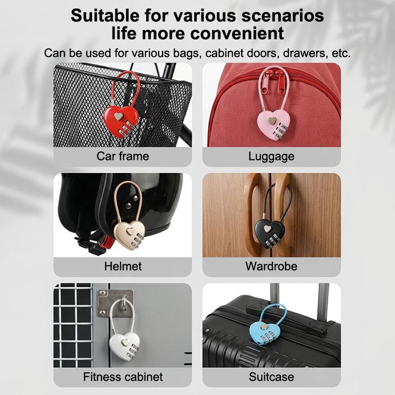 1Pcs Password Code Padlock Heart Style 3 Digit Password Combination Lock Love Password Lock Concentric Lock Padlock