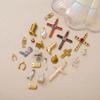 European & American Style Necklace with Irregular Pearl, Elephant, Coral, Eyes, Dice, Cross, and Rhinestone Inlaid Pendant On Copper