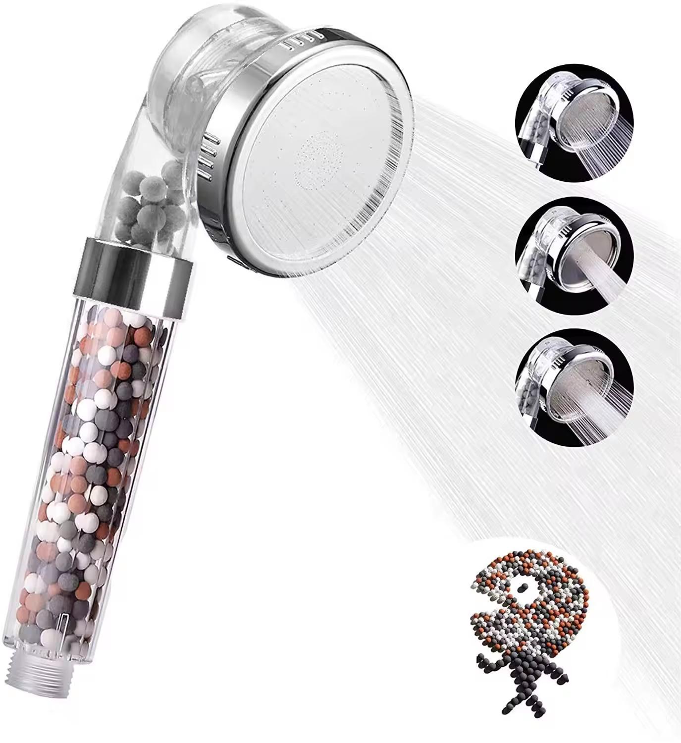 HONGDEC Detachable Ionic Filter Shower Head 3 Setting High Pressure Showerhead (as the picture,ABS Plastic)