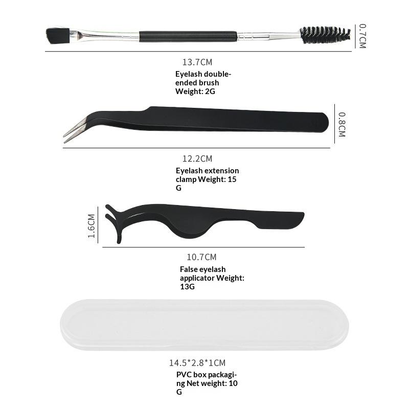 3 Stück Mit Box, gebogene Pinzette, Wimpernzange und Wimpernbürste, Kombination aus gebogener Pinzette und gebogener Wimpernzange für besseres