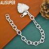 925 Sterling Silver Exquisite Art Love Side Chain Charming Bracelet Gift Jewelry