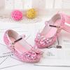 Fashion Children Princess Shoes Glitter Rhinestone Girls High-heels Leather Shoes for Party Wedding Kids Versatile Single Shoes