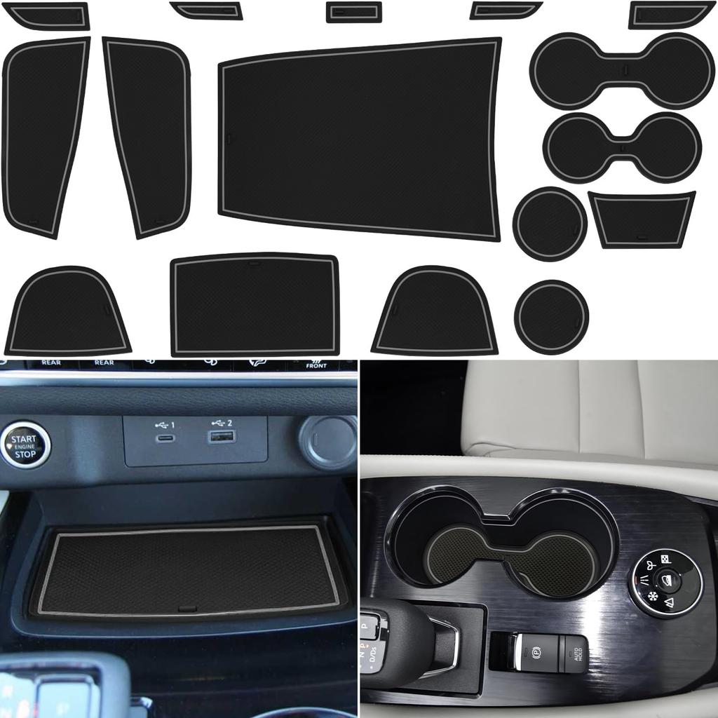 Center Console Liner for Nissan Rogue Accessories - 2024 2025, Cup Holder Mat, Door Pocket Pad, Coaster Trim, Non-Slip Dust Interior,  Rubber