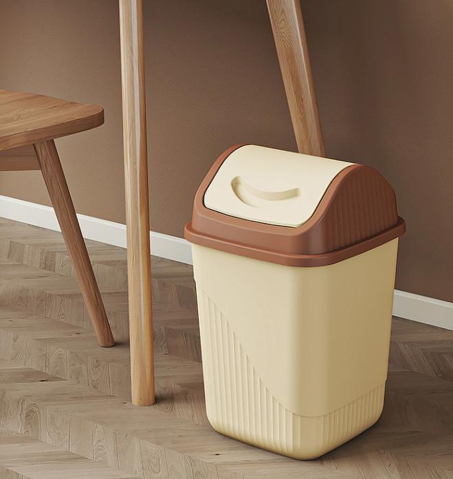 Type prullenbak met deksel, plastic prullenbak met grote capaciteit voor huishoudelijke toiletten, woonkamers, keukens en slaapkamers.