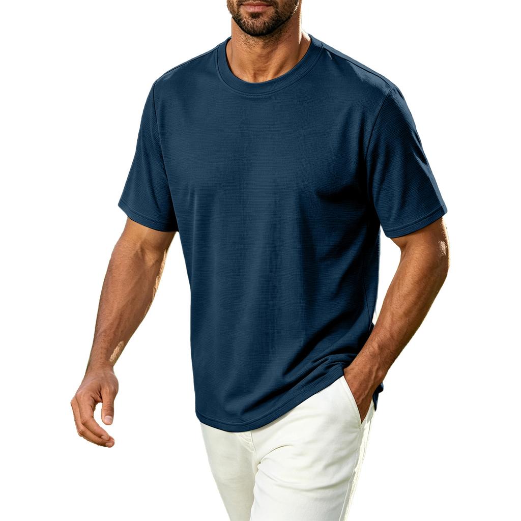 Men's Casual Crew Neck T-Shirt Breathable Quick Dry Short Sleeve Athletic Top Lightweight Comfortable Fit