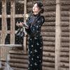 Elegant Knit Winter Cheongsam Dress With Embroidery Lining Velvet Long Sleeve Retro Chinese Style Women